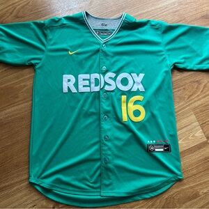 Nike Green Boston Red Sox Jersey with Yellow Accents